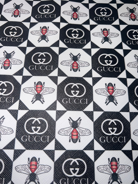 Bee Checker Print Faux Leather Sheet – 9x12 Craft Material