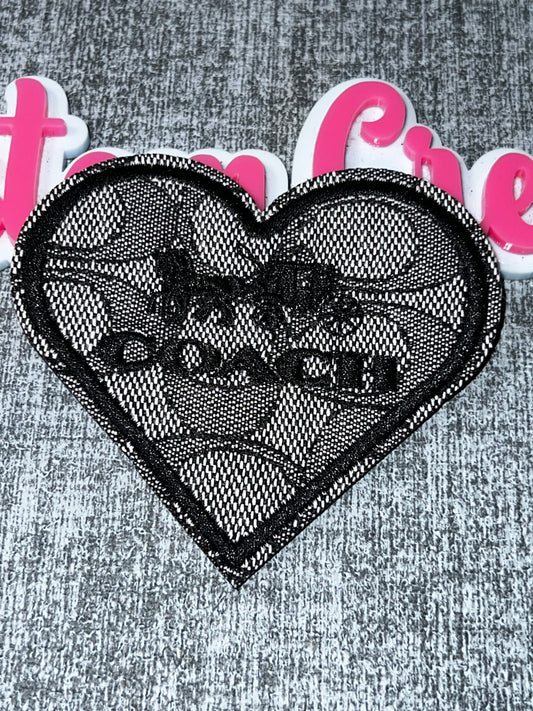 Black Heart Pattern Embroidered Patch – Statement Applique – Approx. 4 Inches
