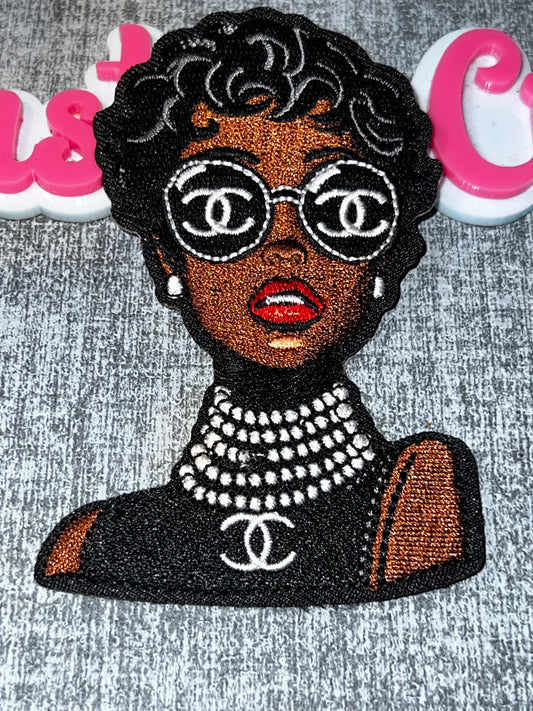 Pearl Glam Fashion Girl Patch – Statement Applique – Approx. 4 Inches
