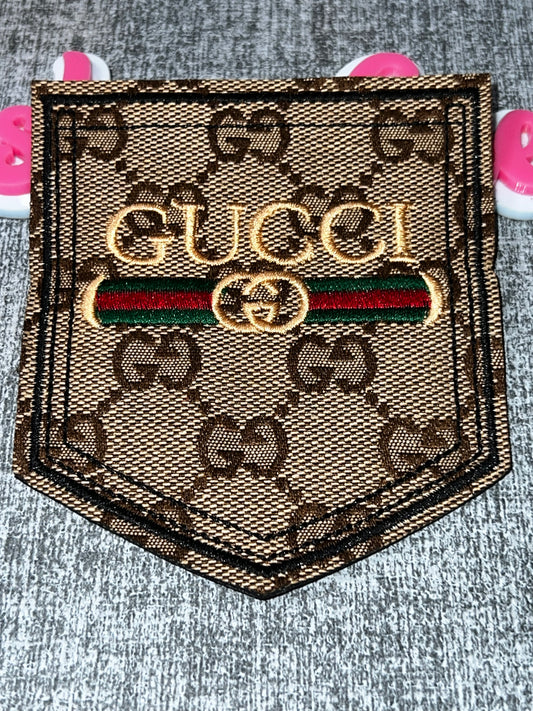 Brown Pocket Style Fashion Patch – Iron On Embroidered Applique