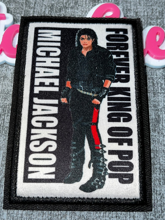 Retro Pop King Performance Patch – Black & White Music Icon Iron On Patch – Approx. 4x5 Inches