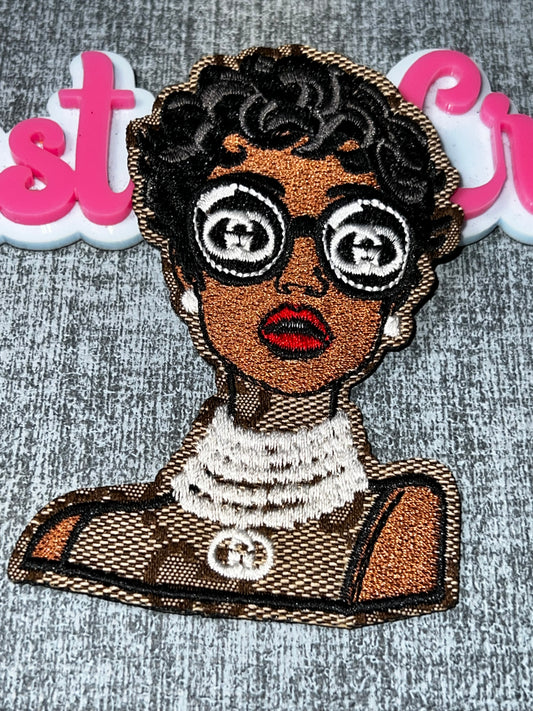 Fashion Glasses Girl Patch – Iron On Embroidered Applique