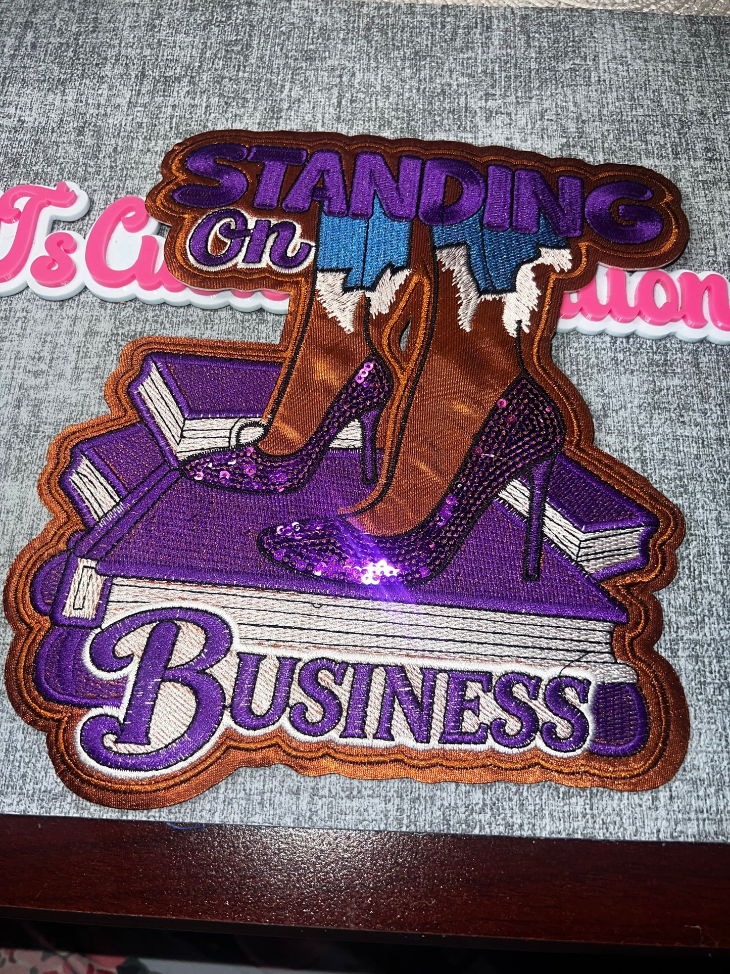 Standing On Business Glam Edition Embroidered Patch – Statement Fashion Applique – Approx. 6 Inches