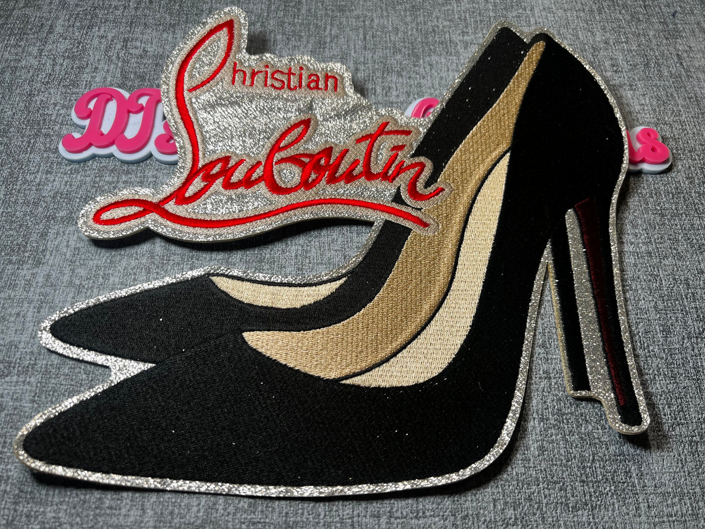 Glam Stiletto Embroidered Patch – Fashion Heel Statement Applique – Approx. 8 Inches