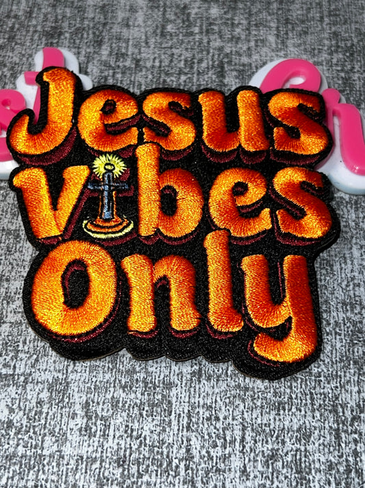 Jesus Vibes Only Embroidered Patch – Faith Statement Iron-On Patch