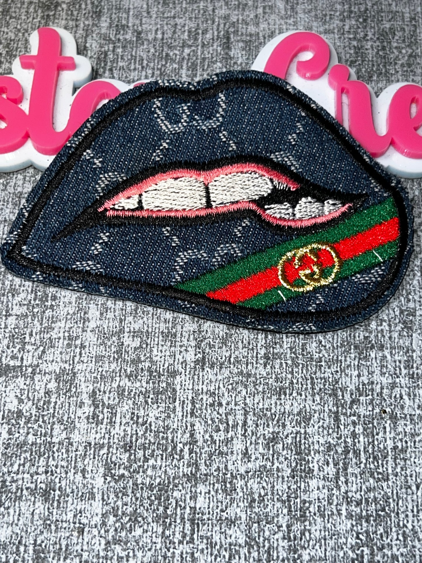 Denim Lip Patch – Fashion Embroidered Lip Applique