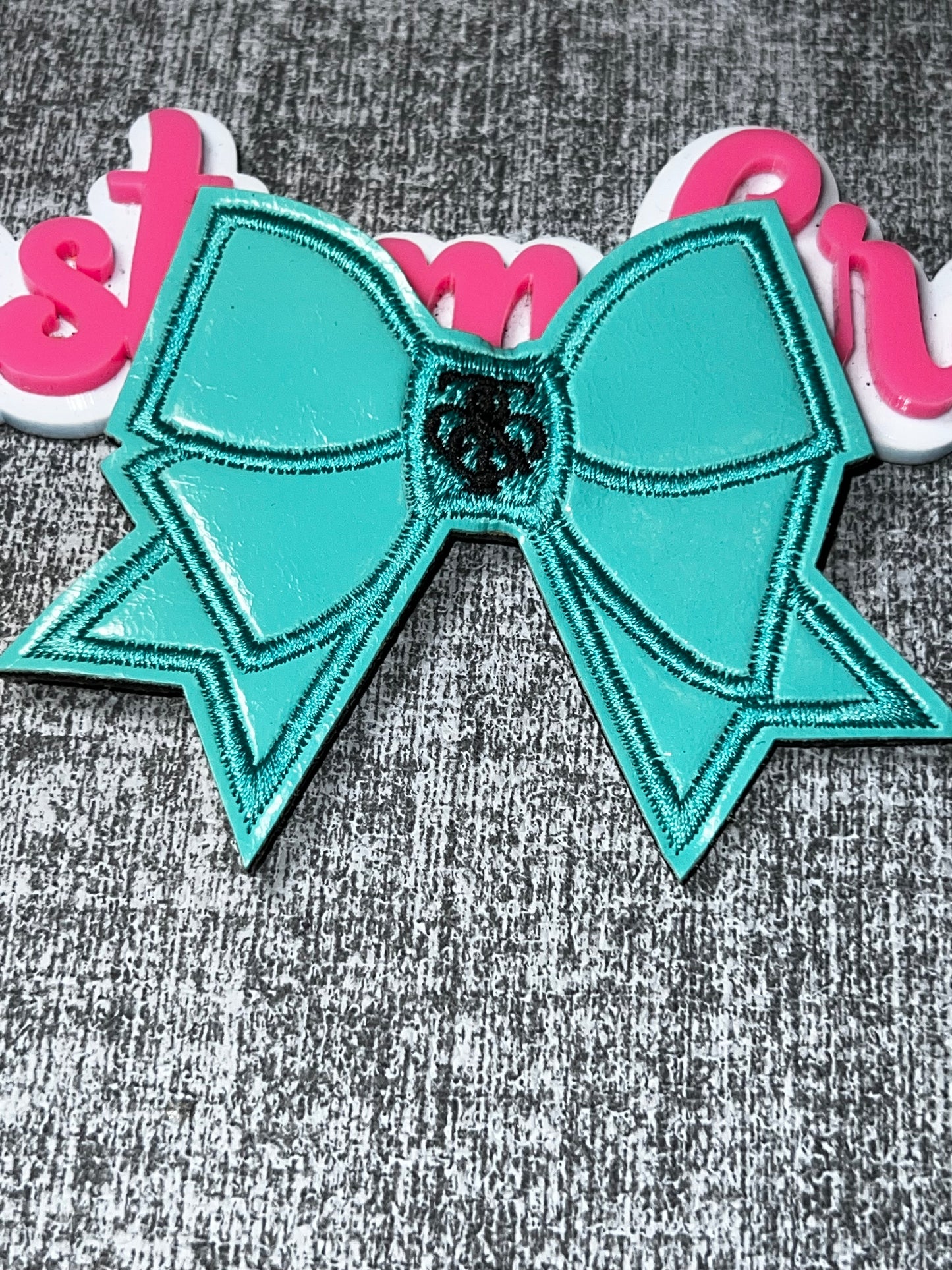 Teal Blue Bow Patch – Fashion Embroidered Bow Applique