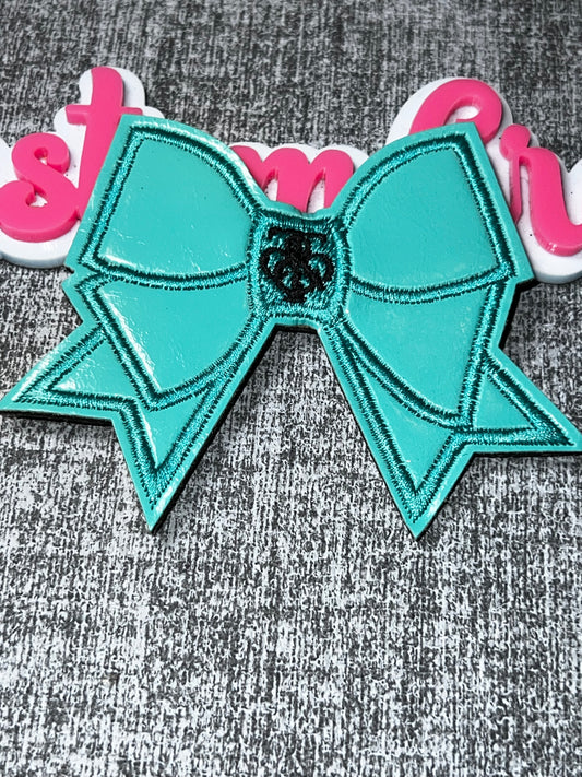 Teal Blue Bow Patch – Fashion Embroidered Bow Applique