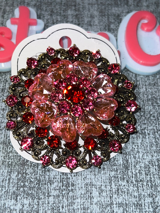Pink Floral Crystal Brooch Pin – Sparkling Statement Jewelry