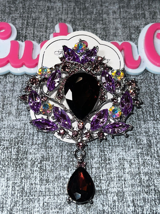 Purple Rhinestone Brooch Pin – Elegant Crystal Statement Jewelry