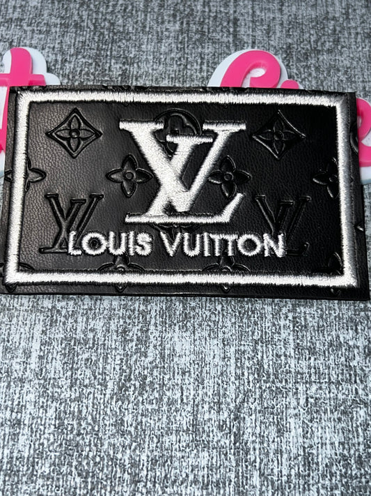 Black & White Rectangle Patch – Embroidered Applique