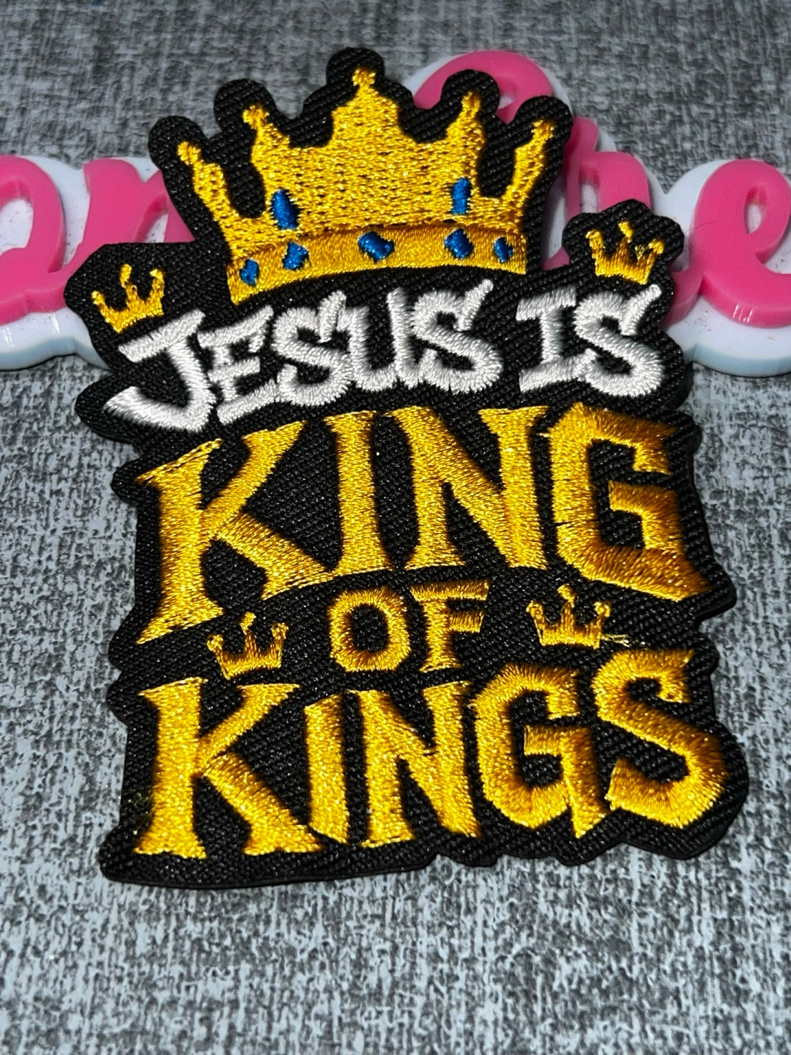 Jesus Is King Of Kings Crown Patch – Embroidered Christian Iron On Applique
