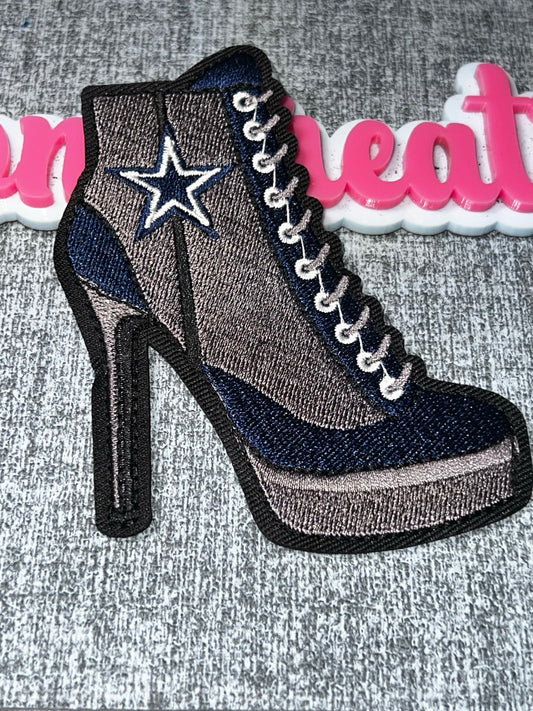 Navy Silver Star High Heel Boot Patch – Embroidered Iron On Applique