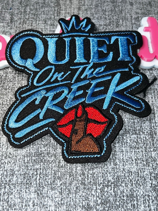 Quiet On The Creek Blue Lipstick Patch – Embroidered Iron On Applique