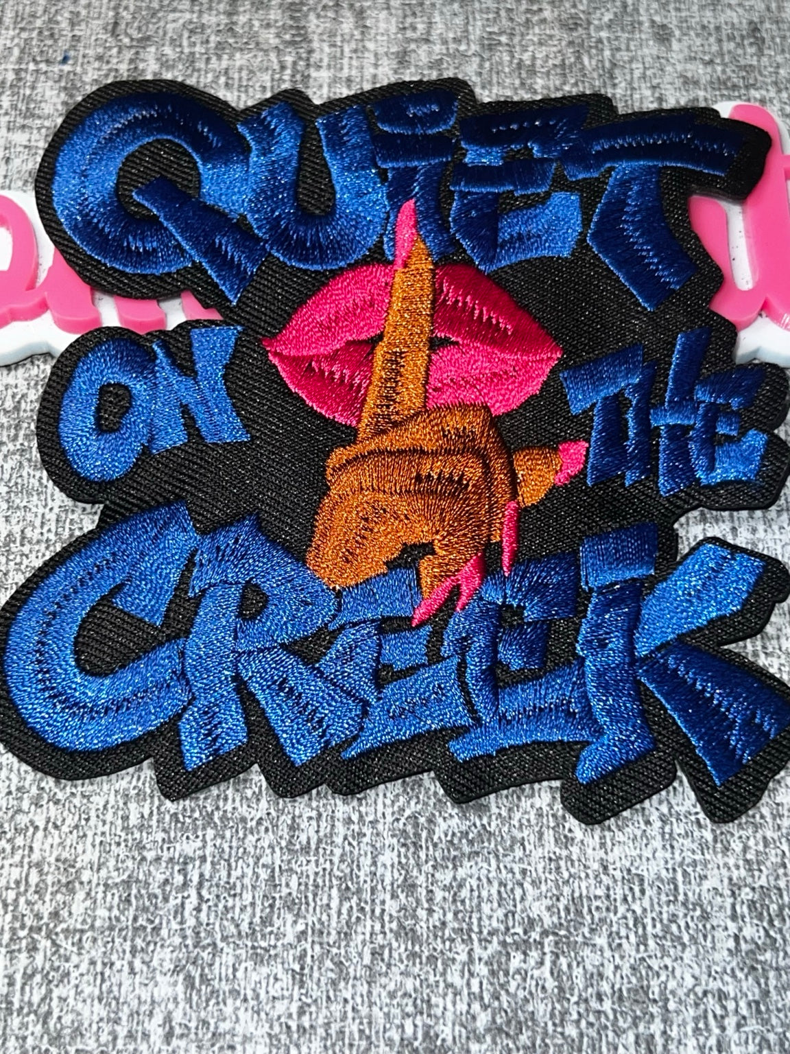 Quiet On The Creek Royal Blue Lips Patch – Embroidered Iron On Applique