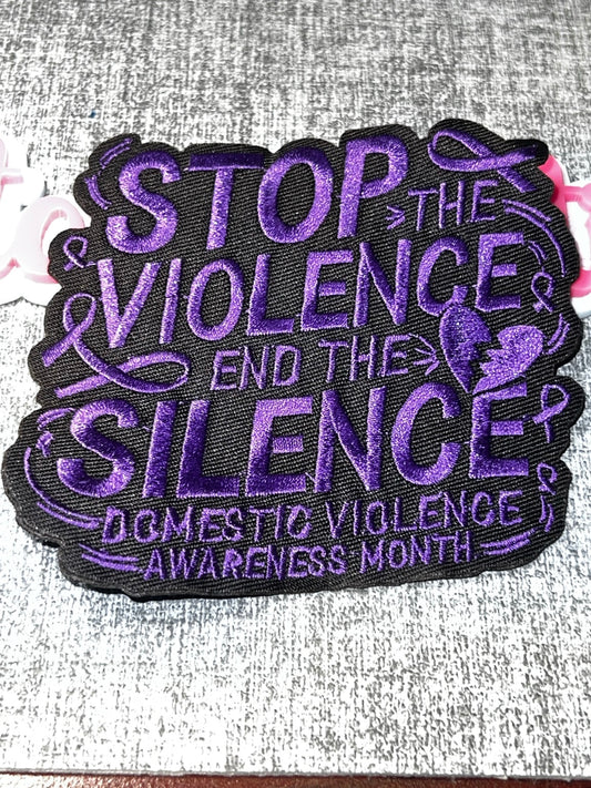 Stop The Violence End The Silence Domestic Violence Awareness Patch – Embroidered Iron On Applique